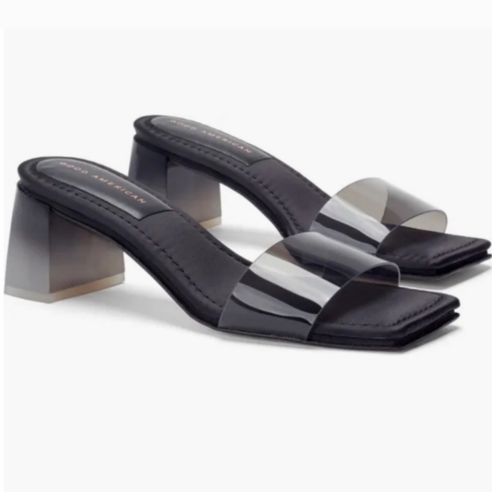 GOOD AMERICAN. New in the box. BLOCK HEEL SLIDE SANDAL IN BLACK001 - Picture 3 of 3